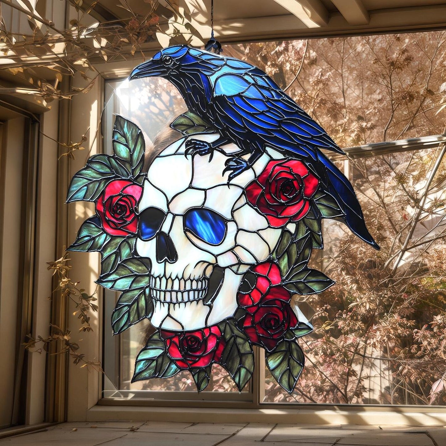 Raven With Skull Acrylic Window