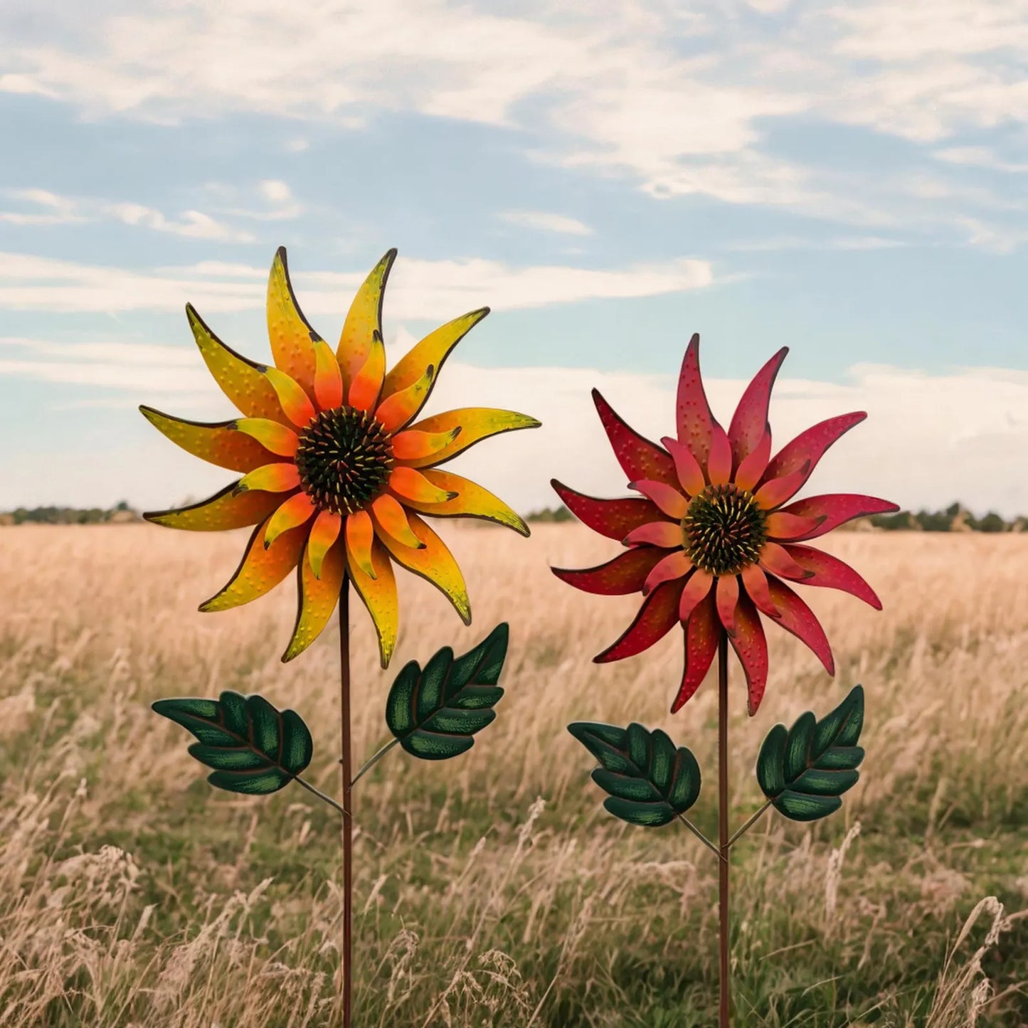 Sunflower Windmill | Kinetic Windmill | Kinetic Sculpture | Rural Garden Wind Spinner | Sunflower Garden Decoration