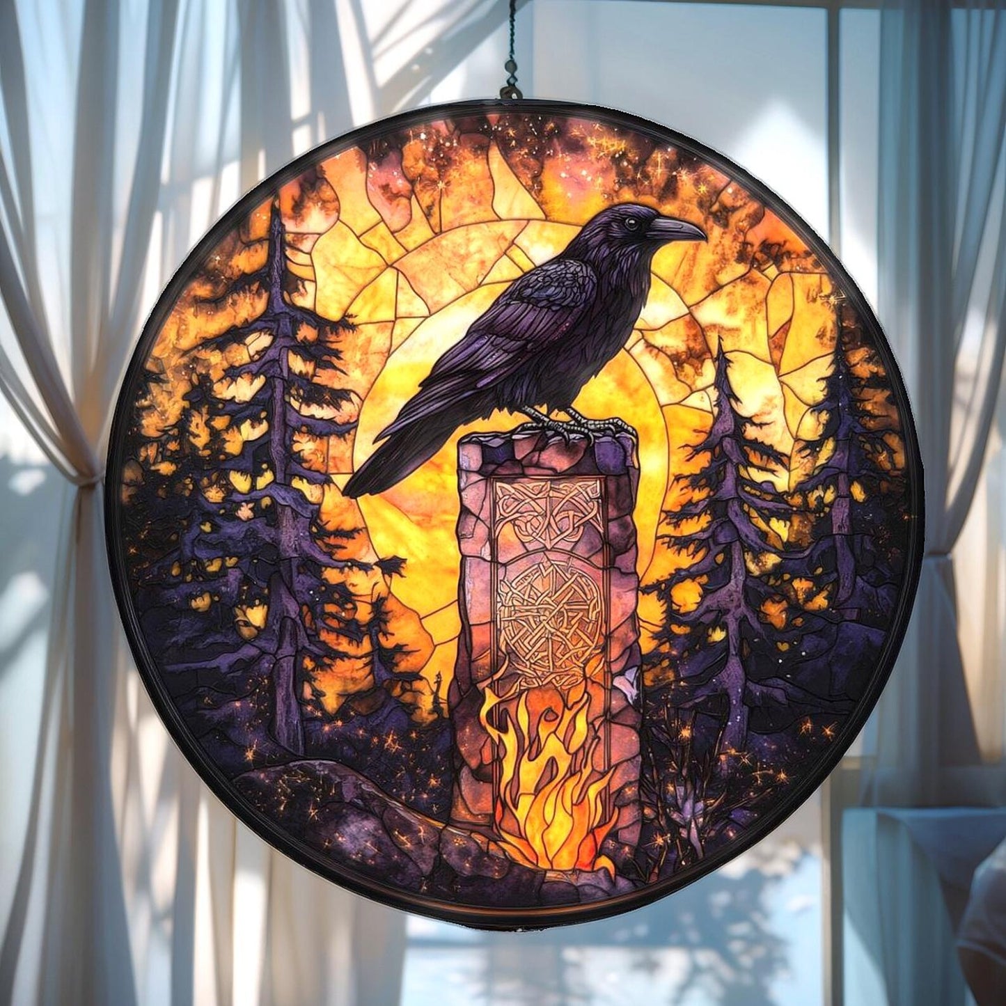 Raven With Viking Runes Acrylic Window