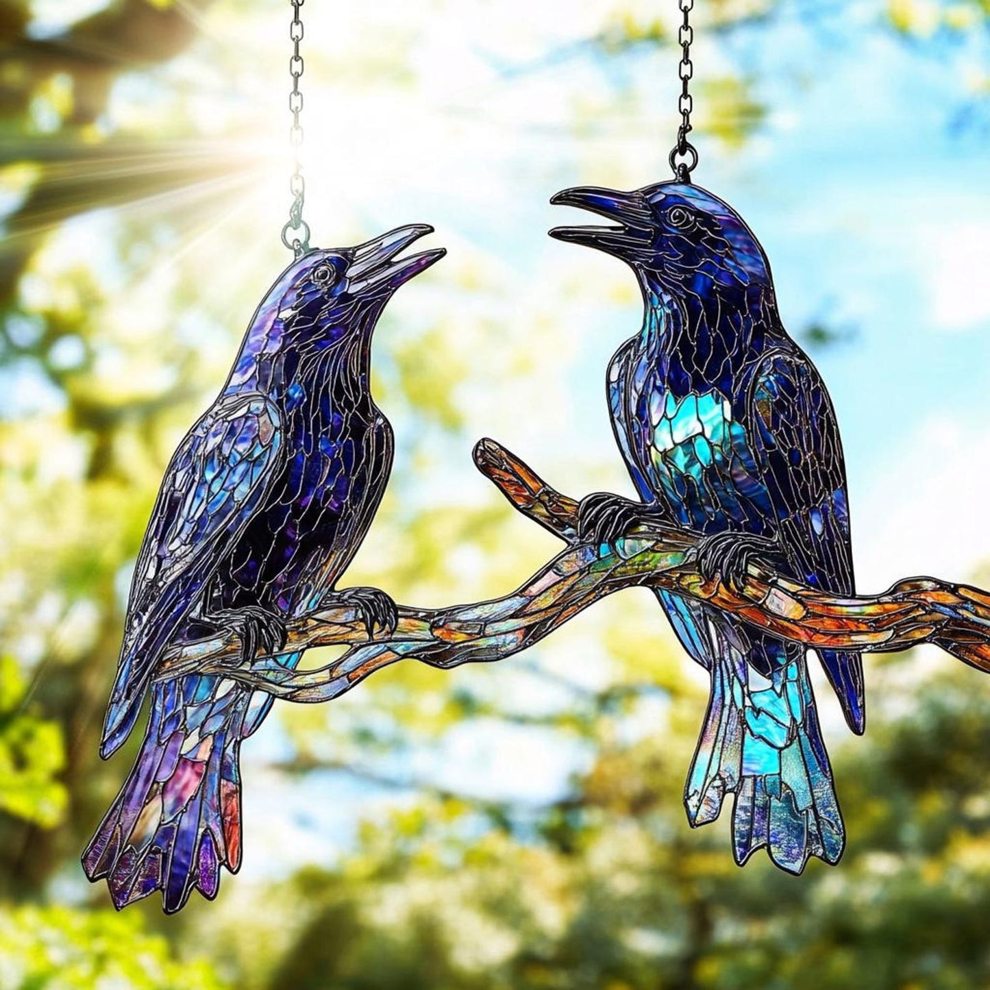 Two Raven Acrylic Window Hanging