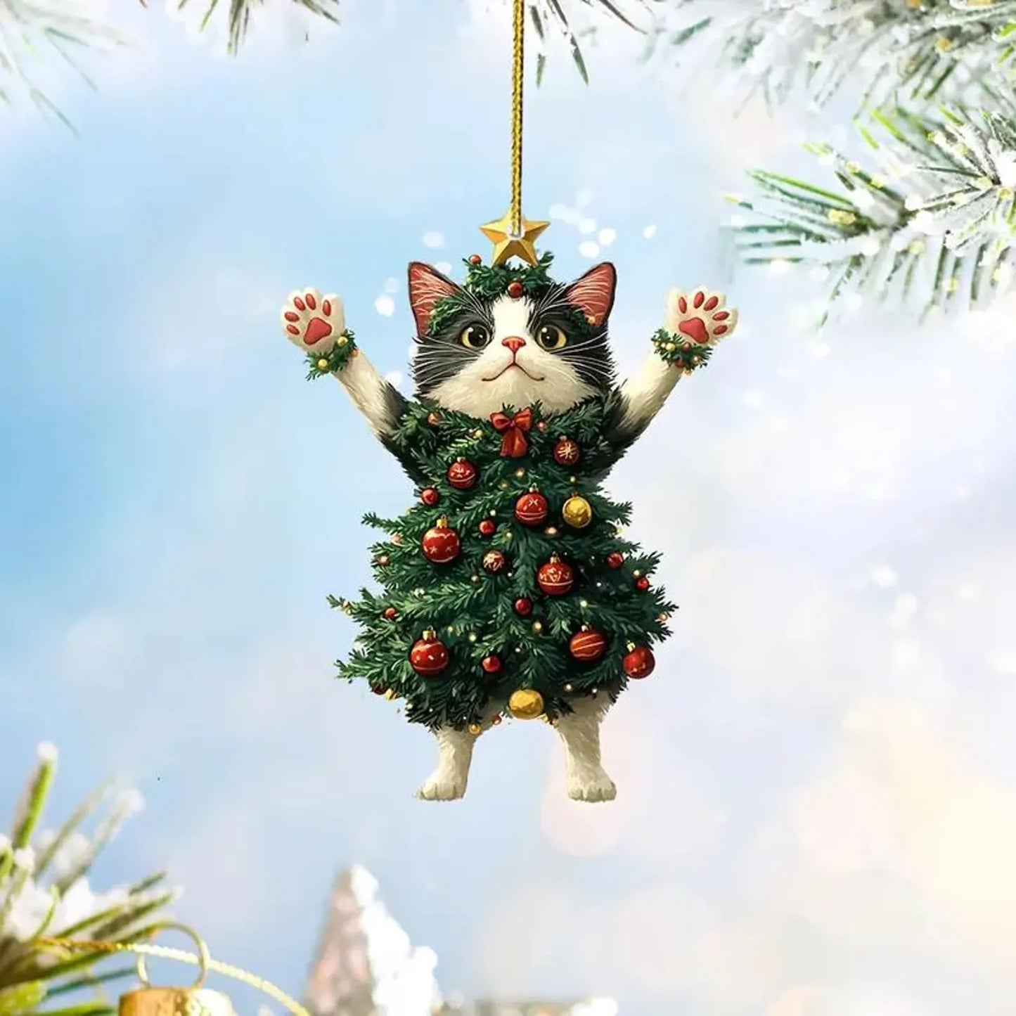 Cute Cat Christmas Ornament - Funny Holiday Pet Gift