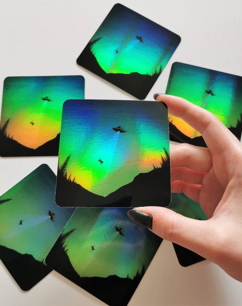 Holographic UFO Sticker