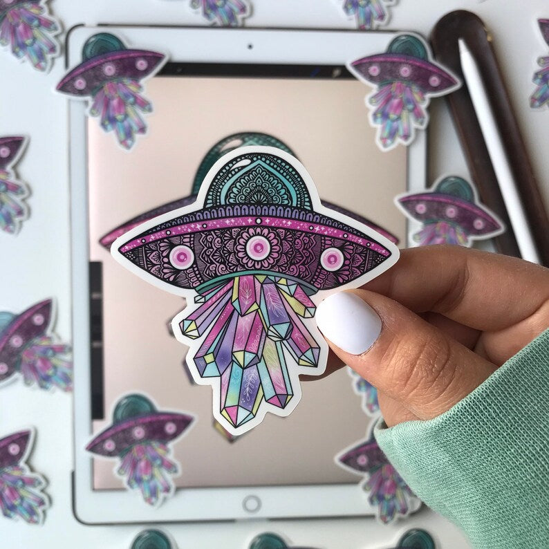 Mandala UFO Sticker