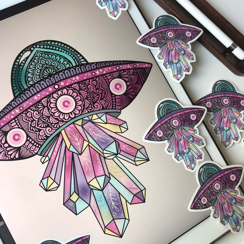 Mandala UFO Sticker