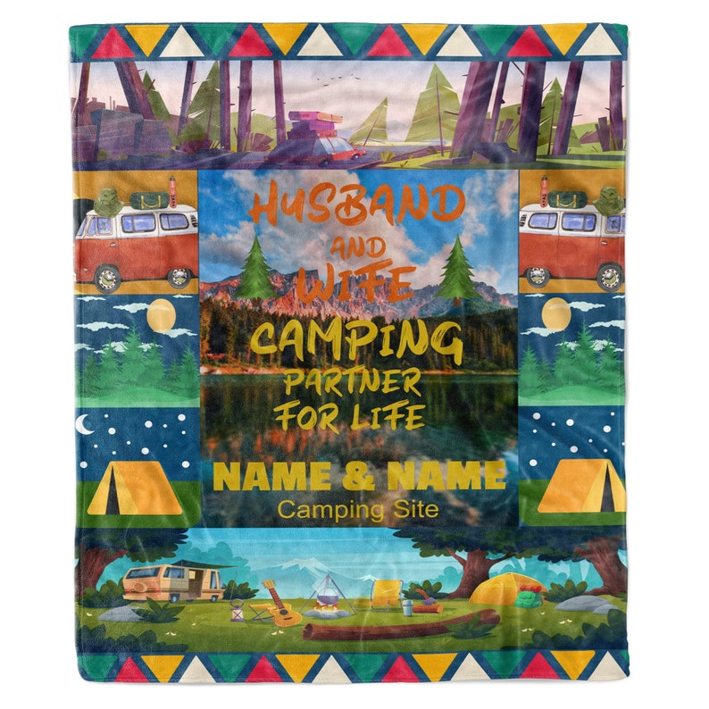 Camping Blanket, Anniversary Blanket, Couples Blanket, Camping gift