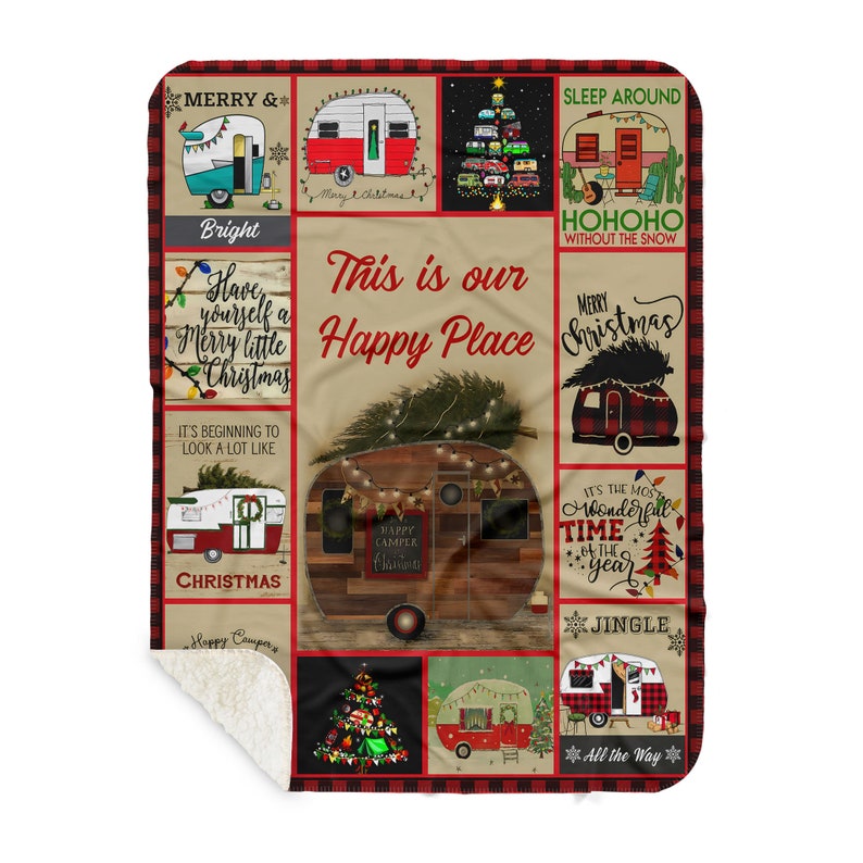 Vintage Camping Throw Blanket