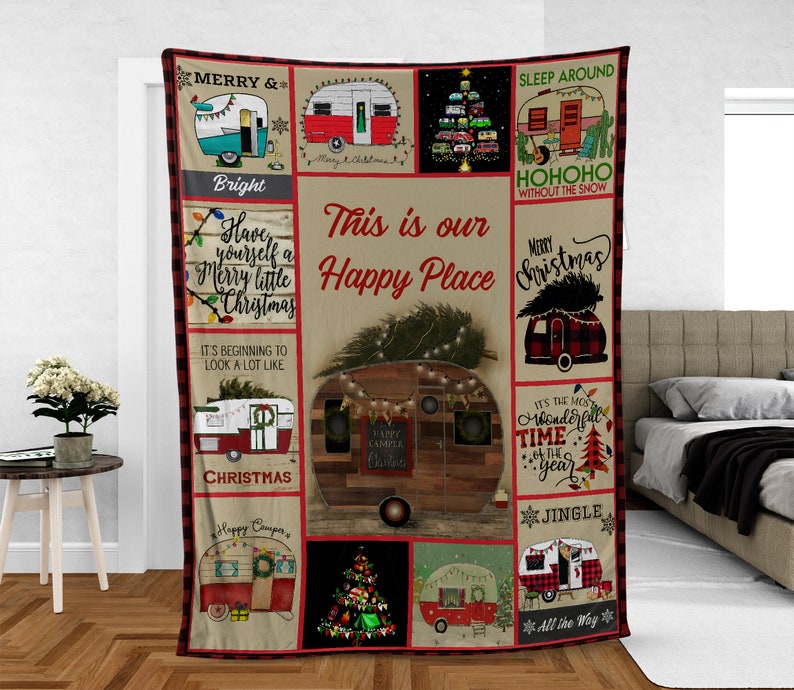Vintage Camping Throw Blanket