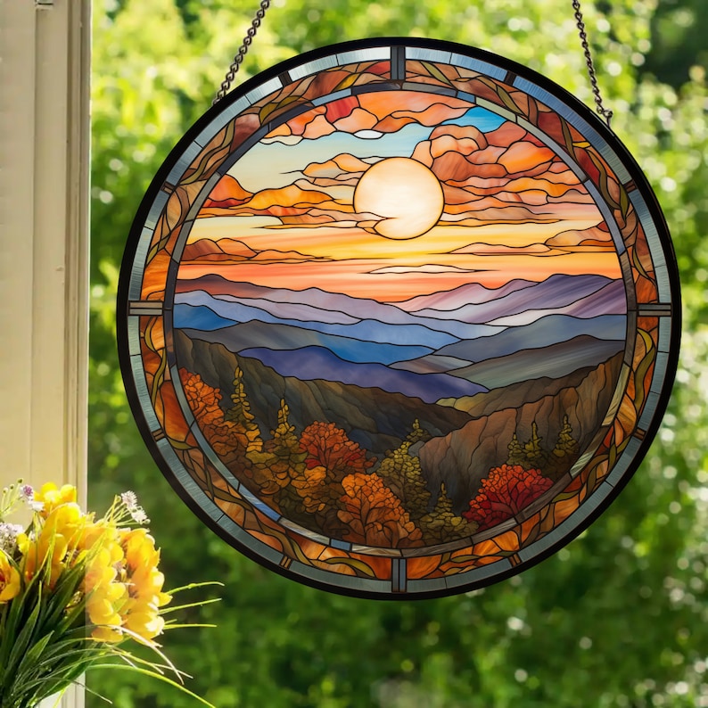 Smoky Mountains Stained Glass Suncatcher
