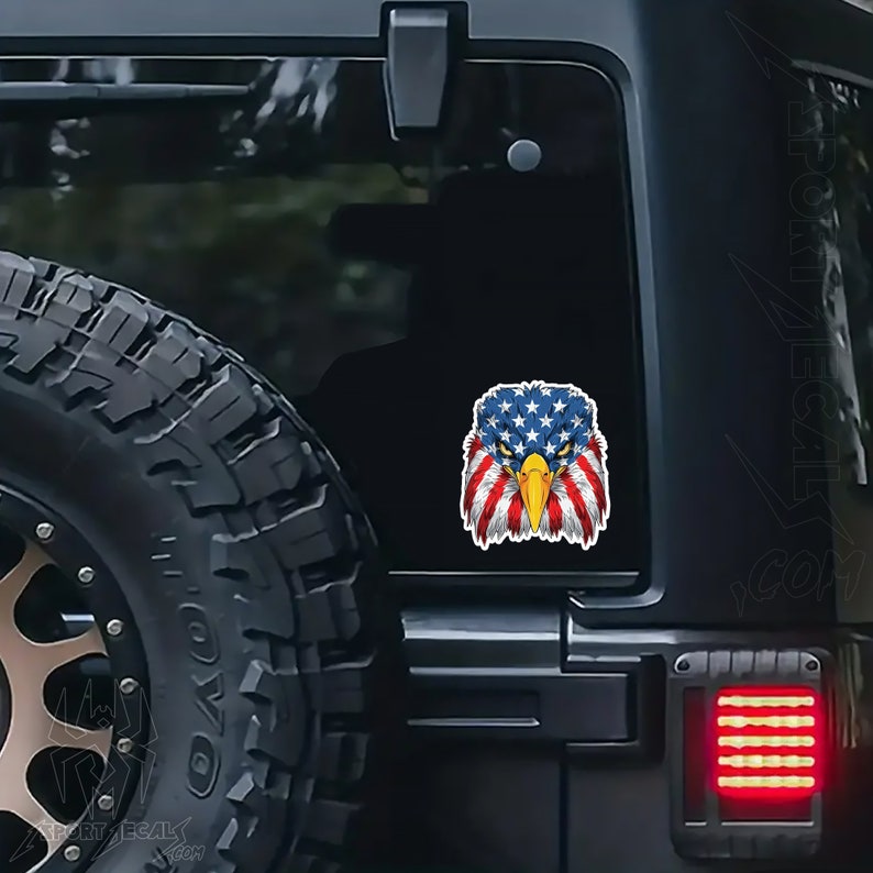 Patriotic American Flag Bald Eagle Sticker