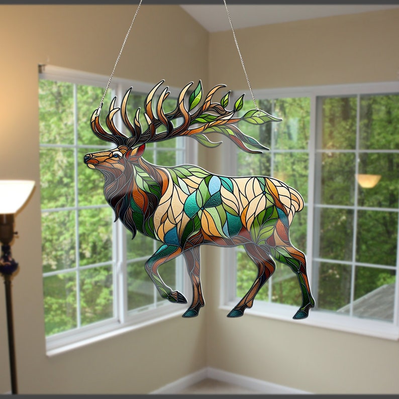 Elk Acrylic Window Hangings, Elk lovers gift