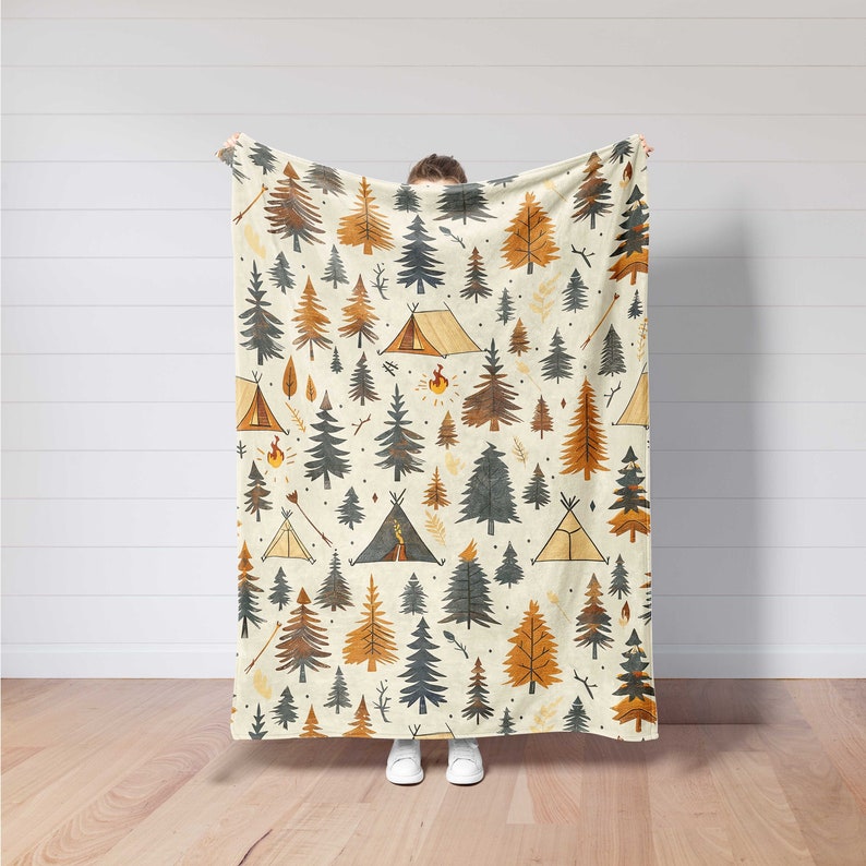 Camping Blanket,Outdoor Camper Decor,Nature Lover Gift Blanket