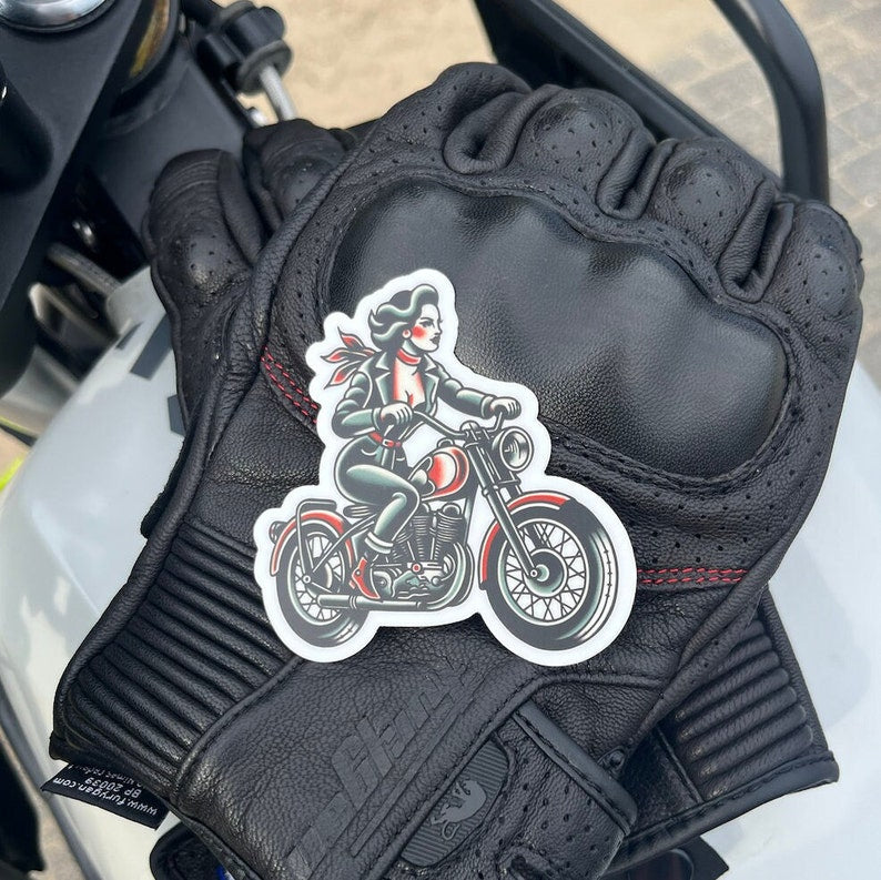 Motorcycle Girl Sticker