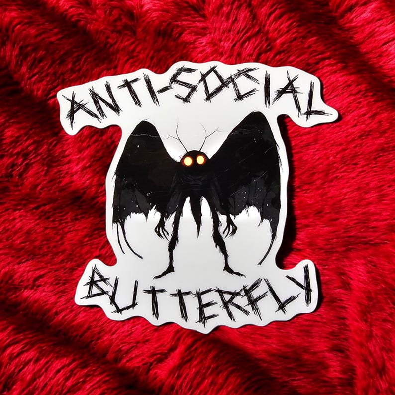 Mothman Antisocial Butterfly Sticker