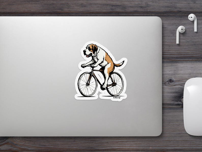 St Bernard Riding Bicycle Sticker