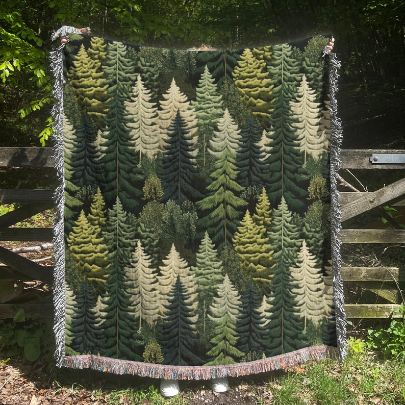 Green Tree Forest Throw Blanket