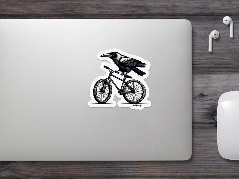 Raven on Bicycle Sticker