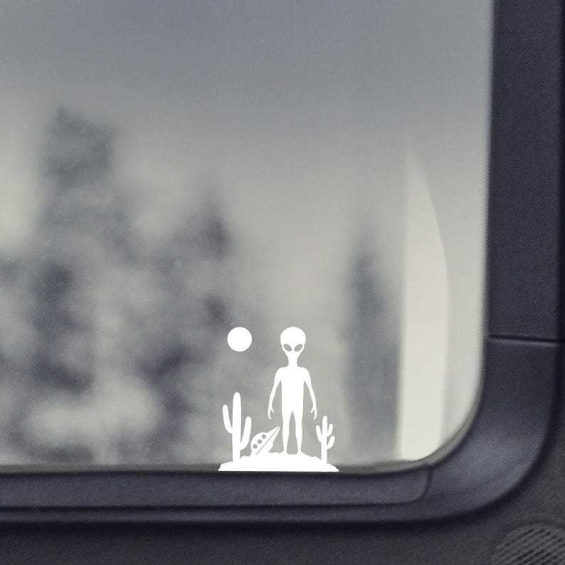 Alien UFO Crash Desert Sticker