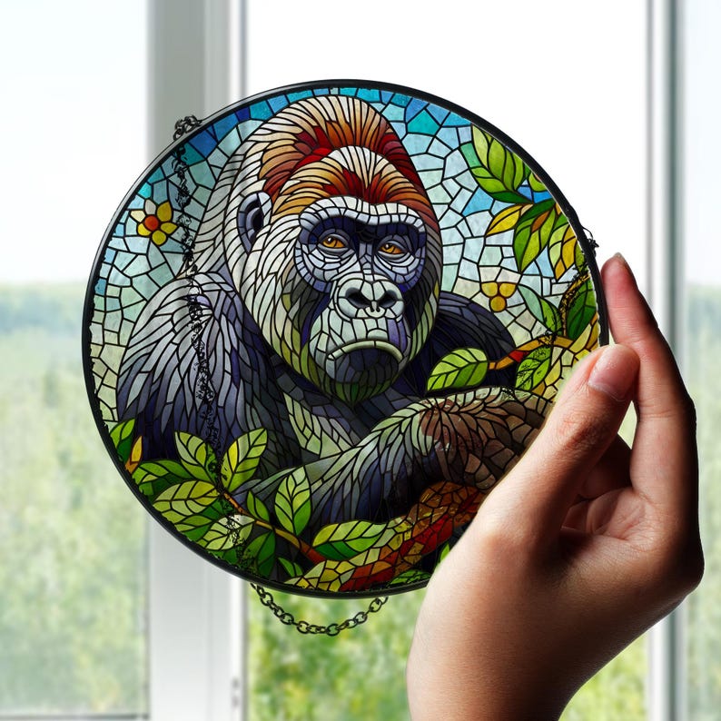 Gorilla Stained Glass Suncatcher