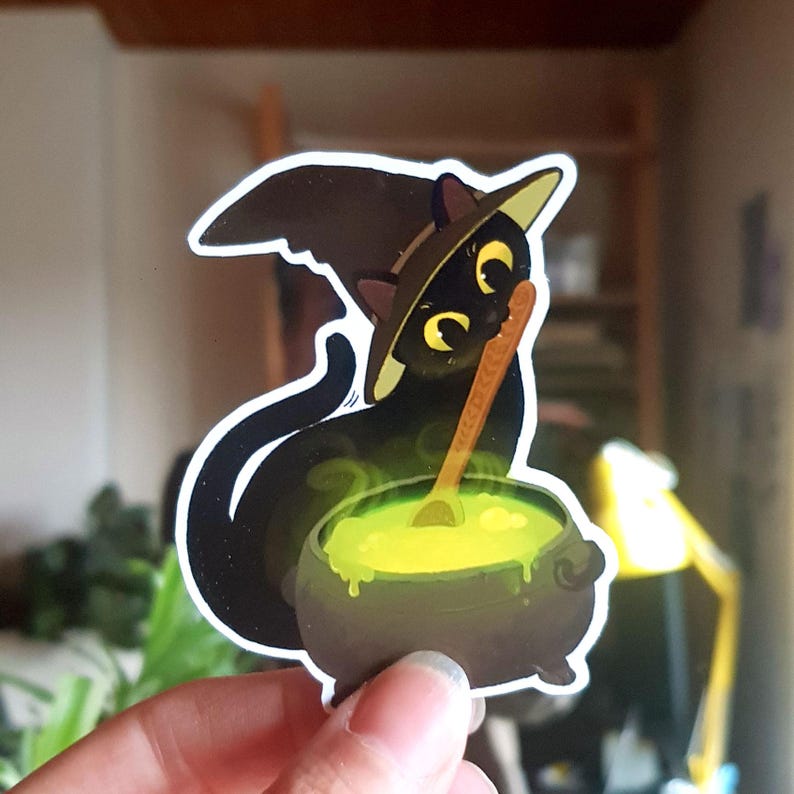 Cute Black Cat - Witch Sticker