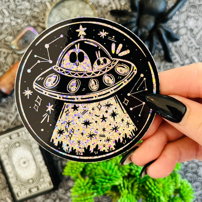 Glitter UFO Vinyl Sticker