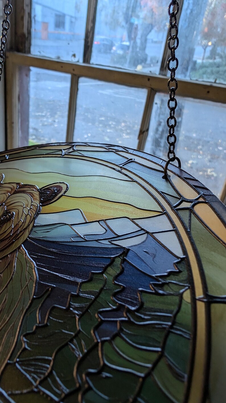 Grizzly Bear Stained Glass Suncatcher