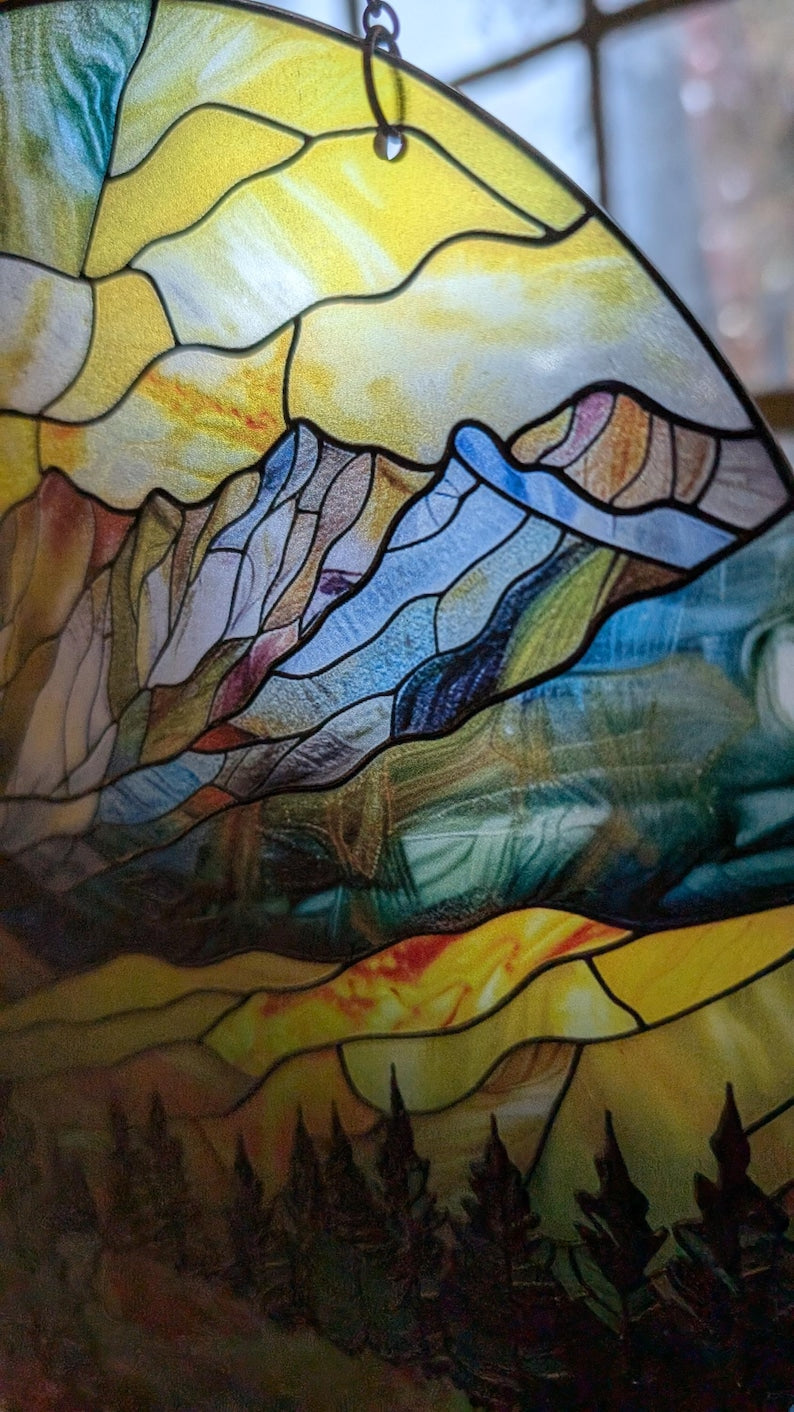 Mountain Range Stained Glass Suncatcher