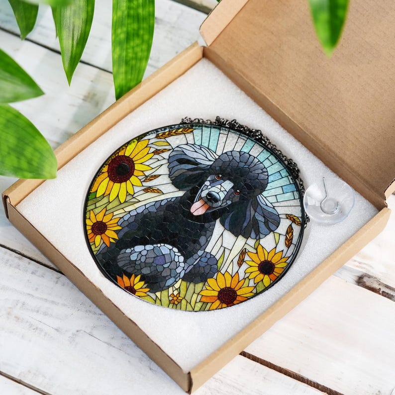 Black Poodle Stained Glass Suncatcher