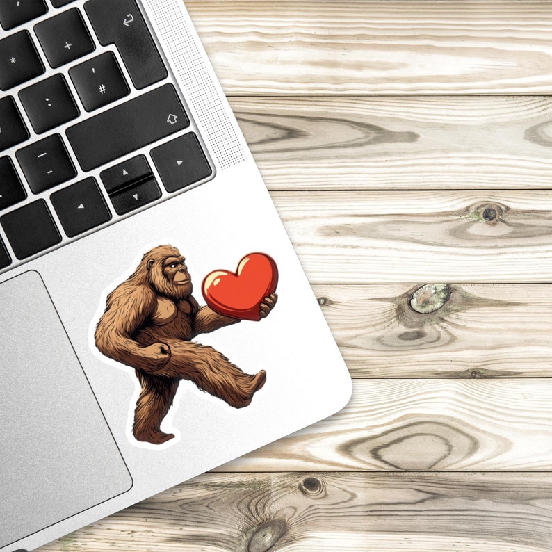 Bigfoot Valentines Kiss-Cut Sticker