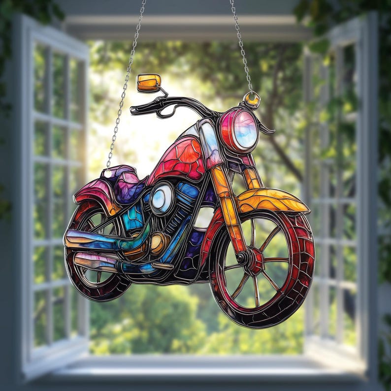 Chopper Motorcycle Acrylic Window Hanging