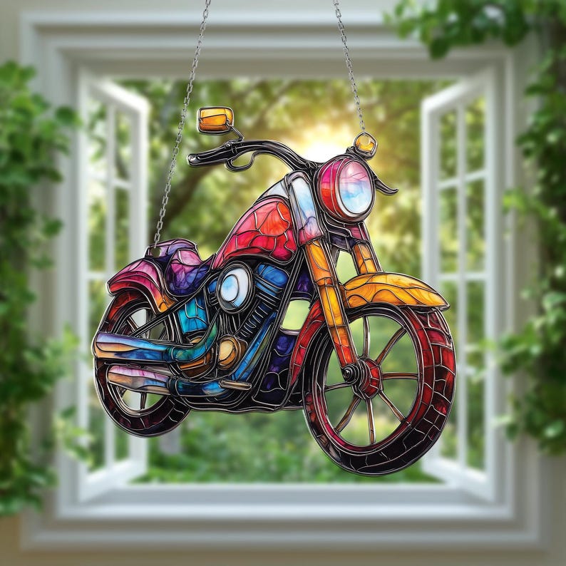 Chopper Motorcycle Acrylic Window Hanging
