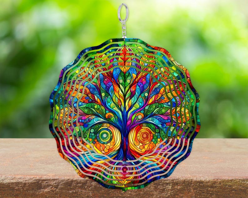 Whimsical Tree of Life Hanging Wind Spinner