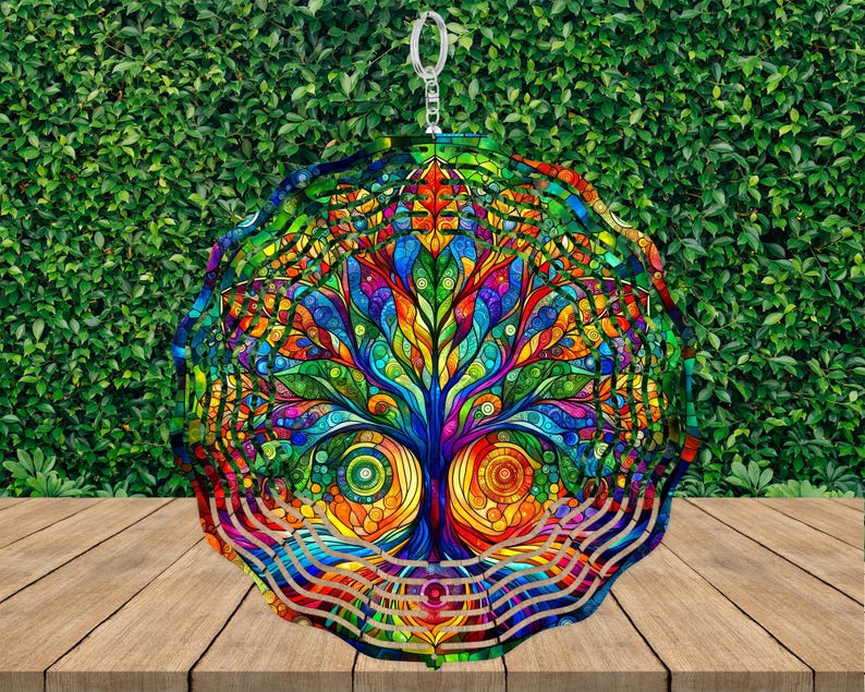 Whimsical Tree of Life Hanging Wind Spinner