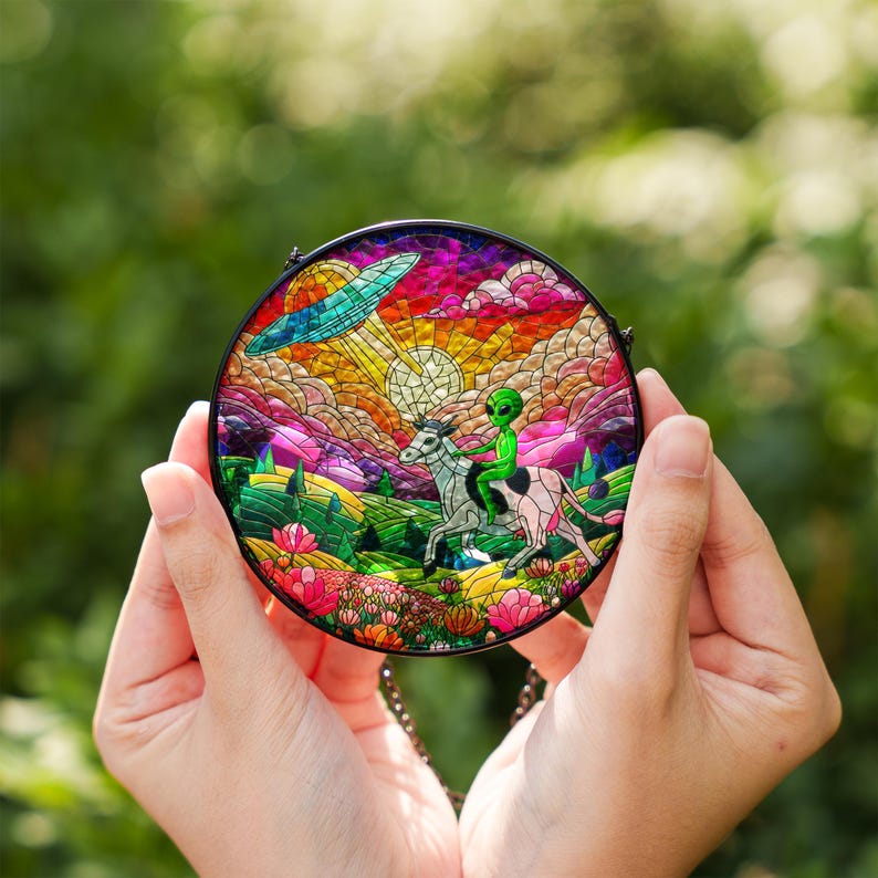 Funny Alien Stained Glass Suncatcher