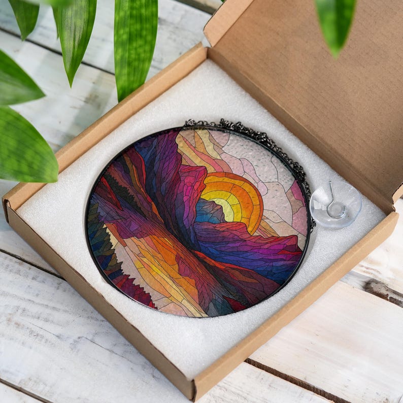 Mountain Range Stained Glass Suncatcher