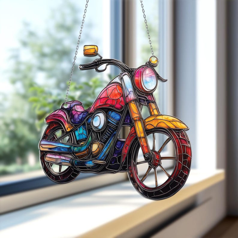 Chopper Motorcycle Acrylic Window Hanging