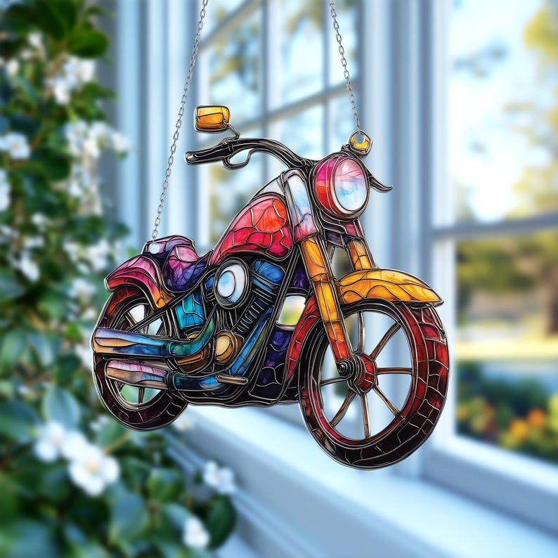 Chopper Motorcycle Acrylic Window Hanging