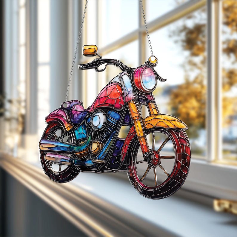 Chopper Motorcycle Acrylic Window Hanging