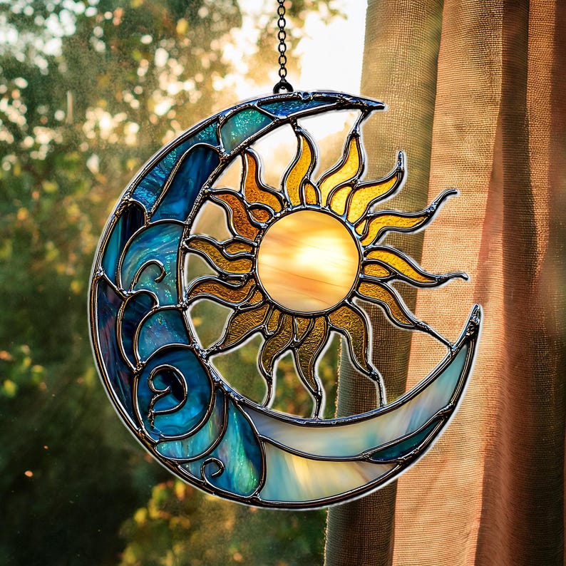 Sun and Moon Stained Glass Suncatcher