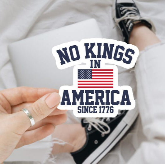 No Kings In America Sticker