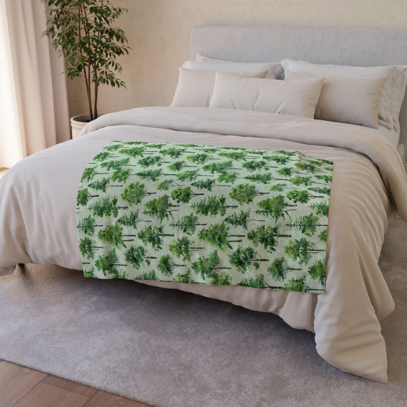 Tree Blanket Forest Green Blanket