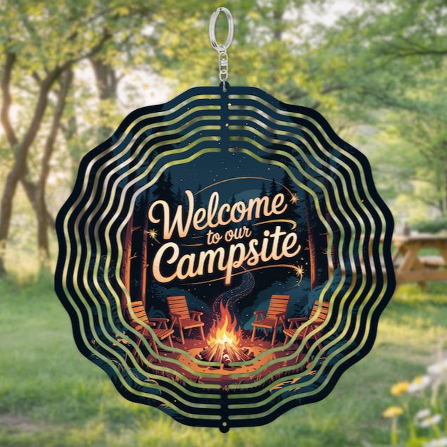 Welcome To Our Campsite Wind Spinner