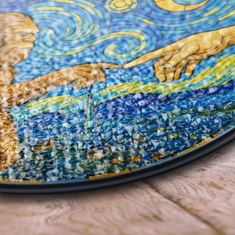 Starry Night Parody Stained Glass Suncatcher