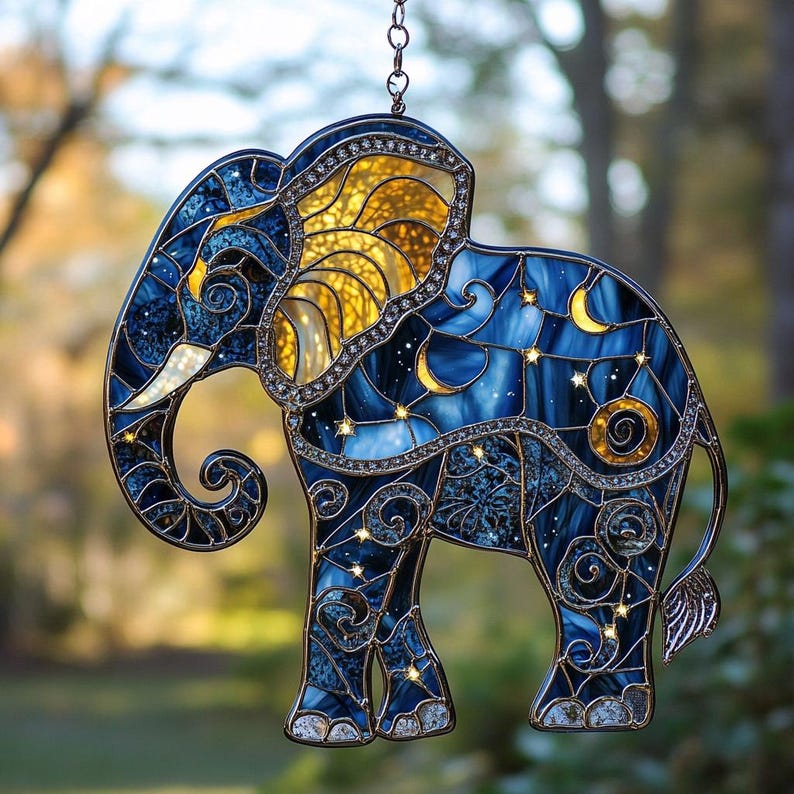Elephant Stain Glass Suncatcher