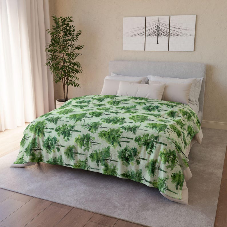 Tree Blanket Forest Green Blanket