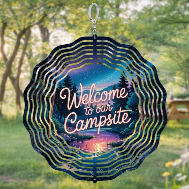 Welcome To Our Campsite Wind Spinner