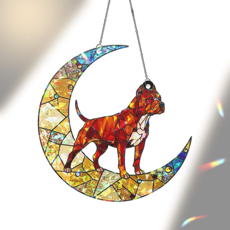 Pitbull Stained Glass Suncatcher