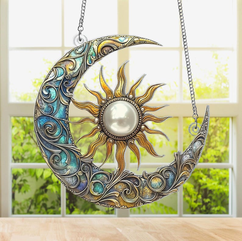 Crescent Moon and Sun Acrylic Window
