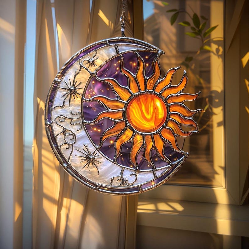 Celestial Sun Moon Suncatcher Acrylic Window