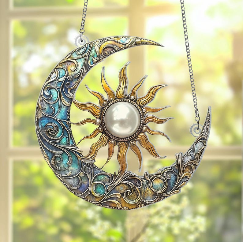 Crescent Moon and Sun Acrylic Window