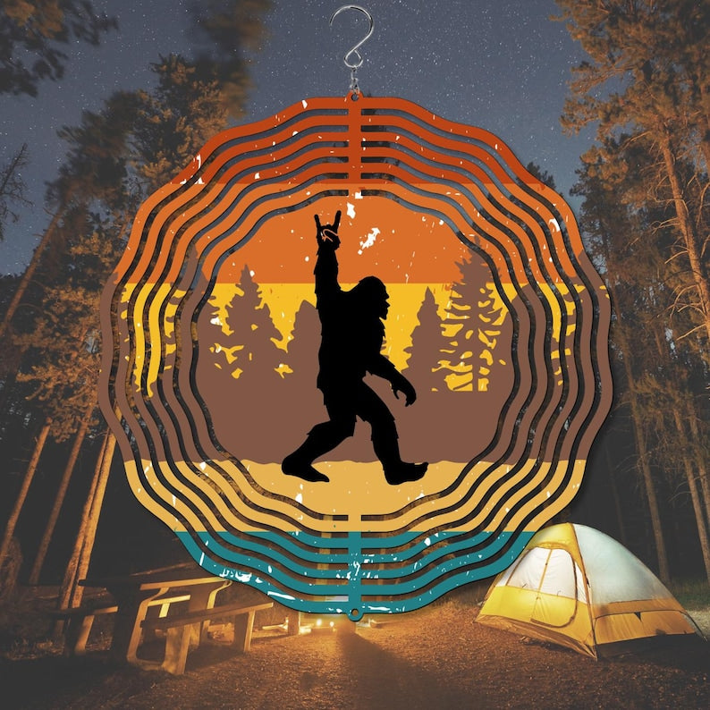 Personalized Bigfoot Camping Wind Spinner